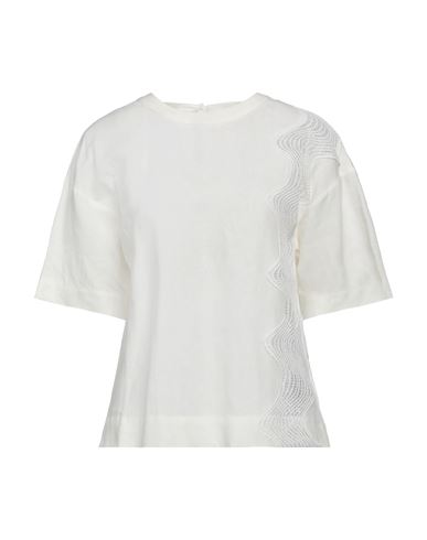 Alpha Studio Woman Top White Size 4 Linen, Viscose, Polyester