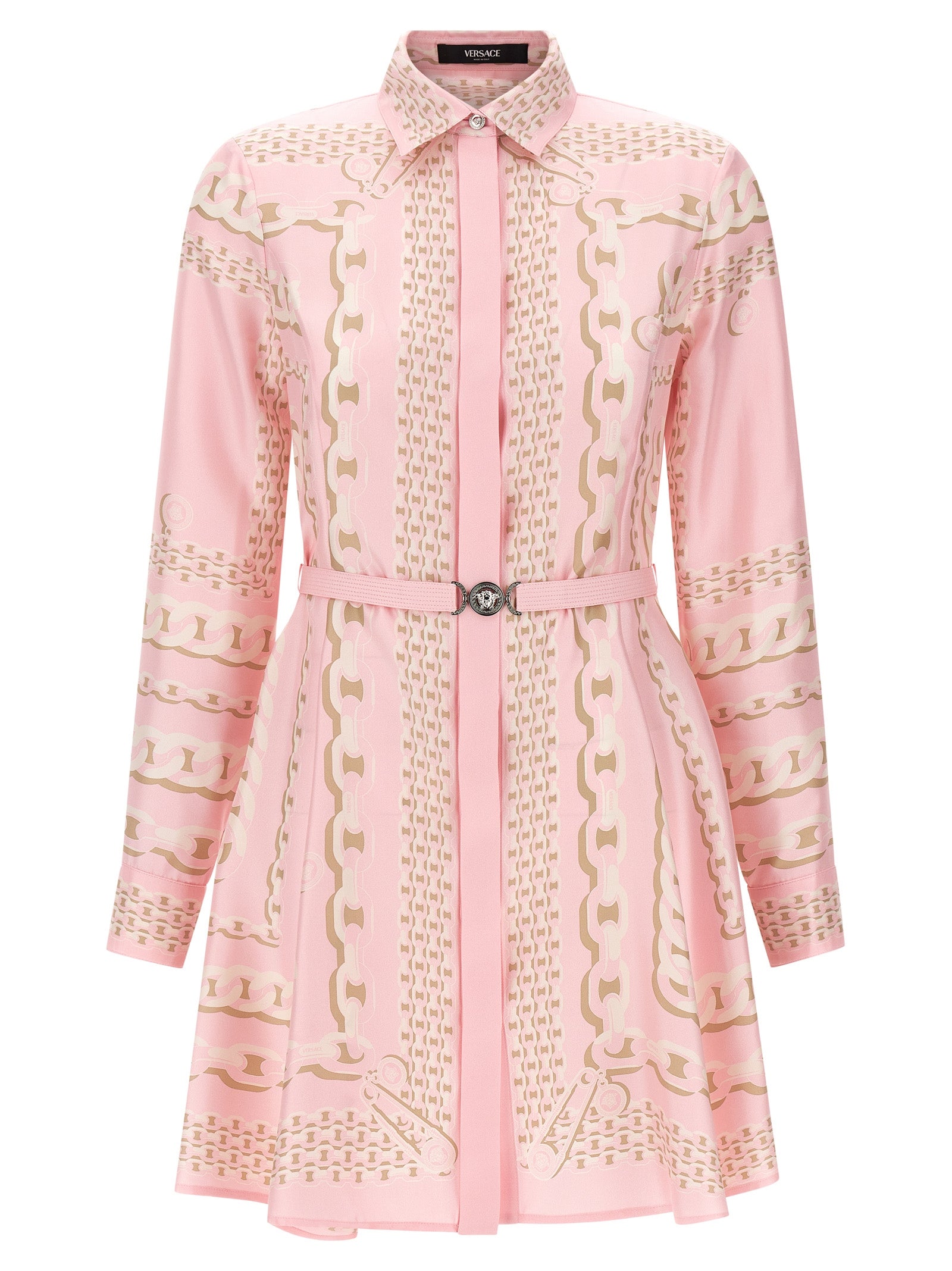 Chain-printed Belted Mini Dress