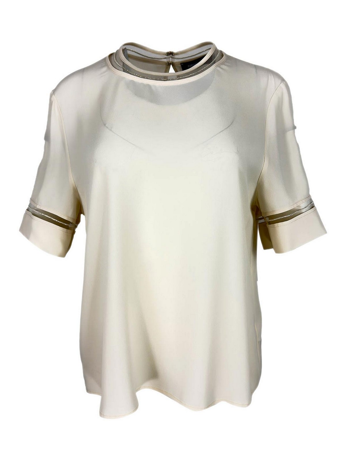 Fabiana Filippi - short sleeve top sheer panels keyhole