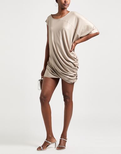 Woman Mini dress Taupe Size S Polyester, Elastane