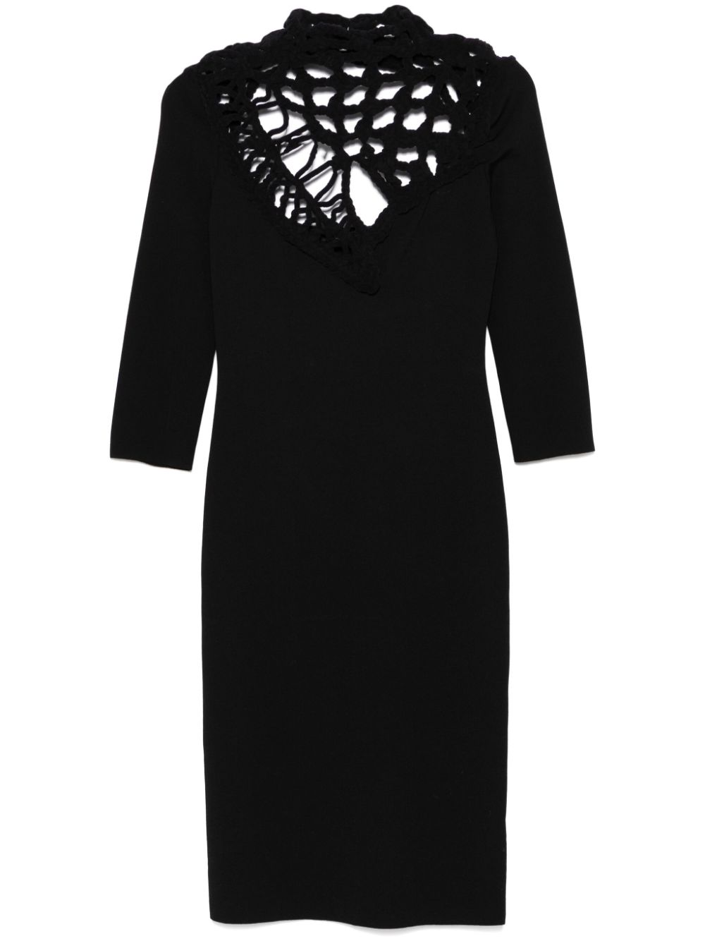 Open-knit detailed midi dress - Black