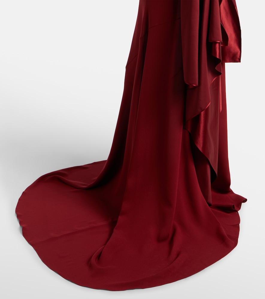 Draped silk corset gown