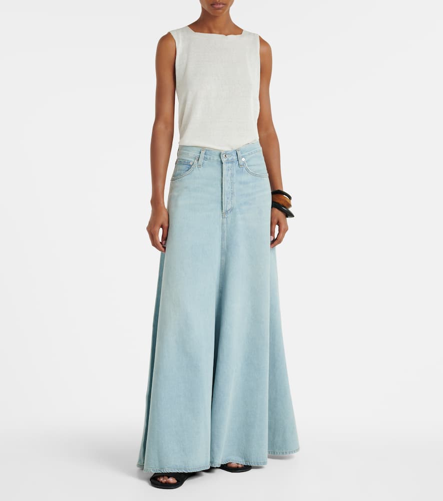 Odin mid-rise denim maxi skirt