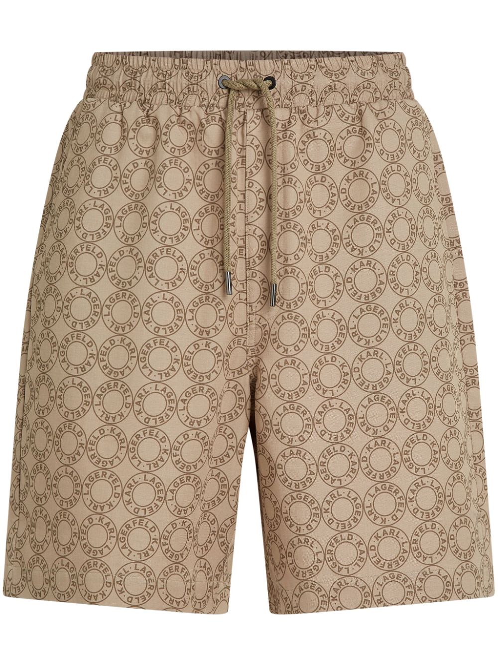Circle-logo drawstring shorts - Brown