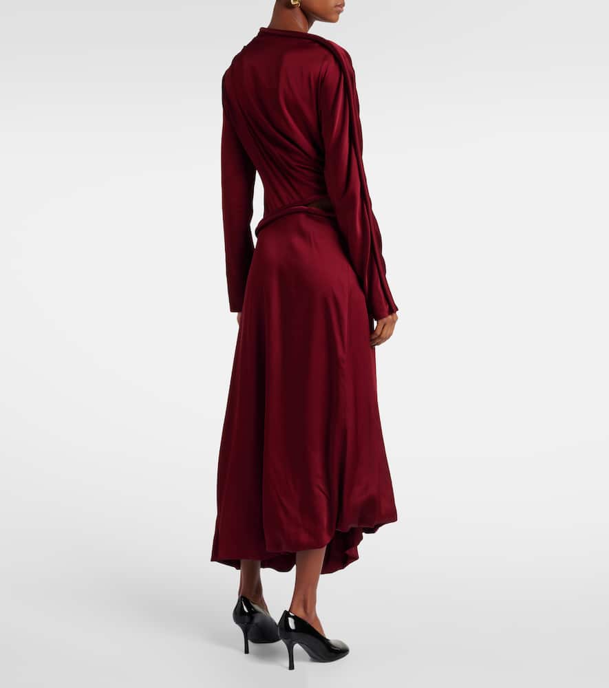 Cutout draped crêpe satin midi dress