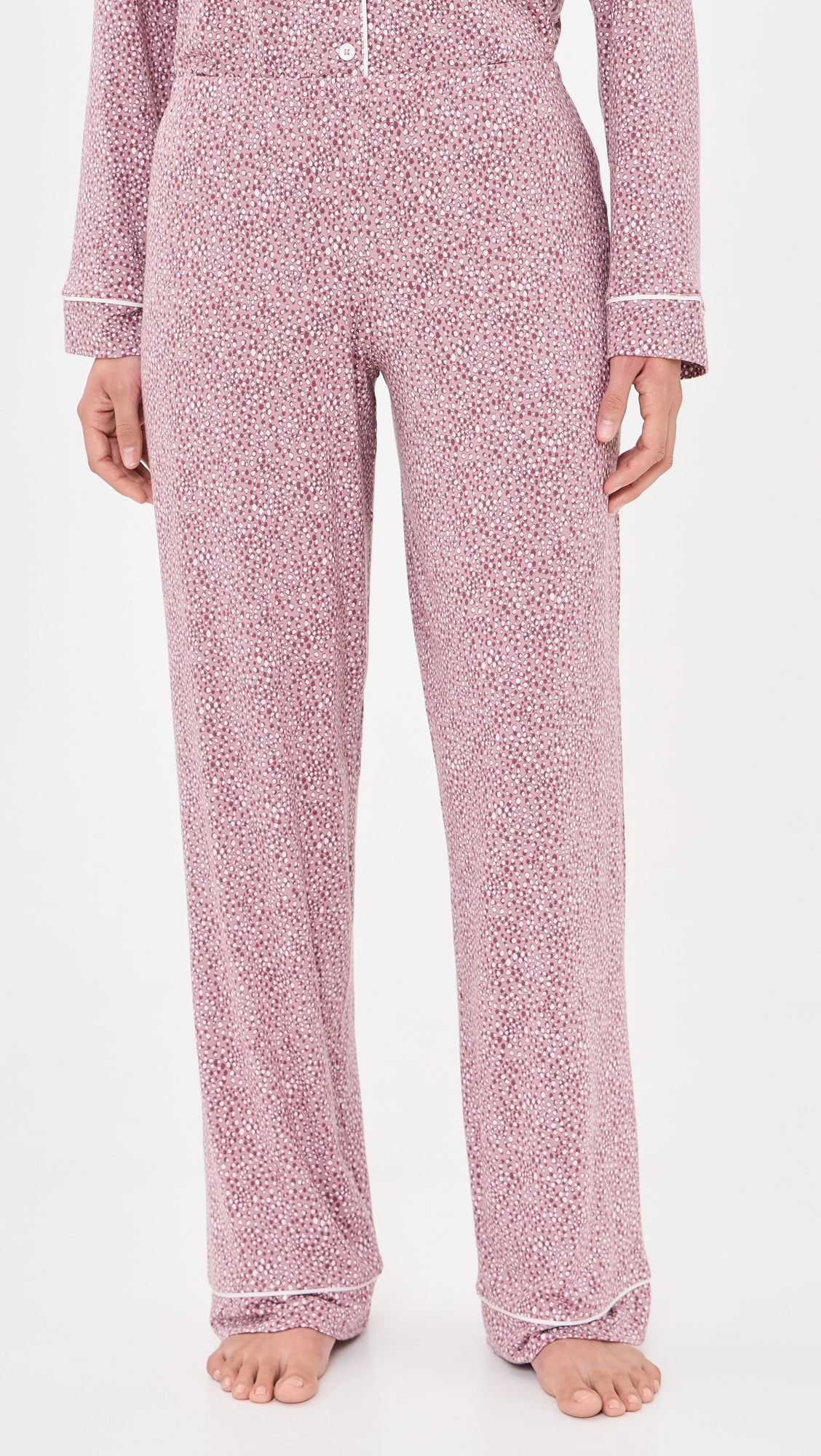 Gisele Printed Long Pajama Set Animal Instinct Woodrose/Ivory
