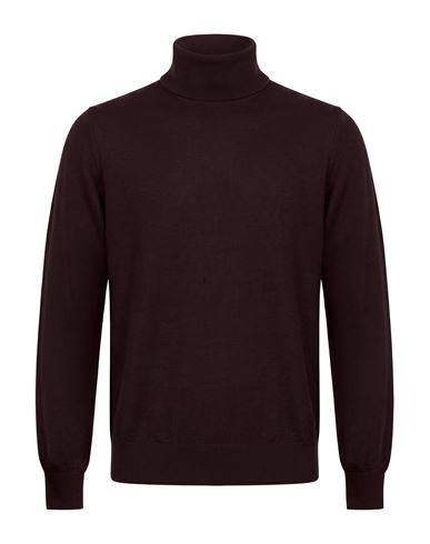 Man Turtleneck Chocolate brown Size 36 Merino Wool
