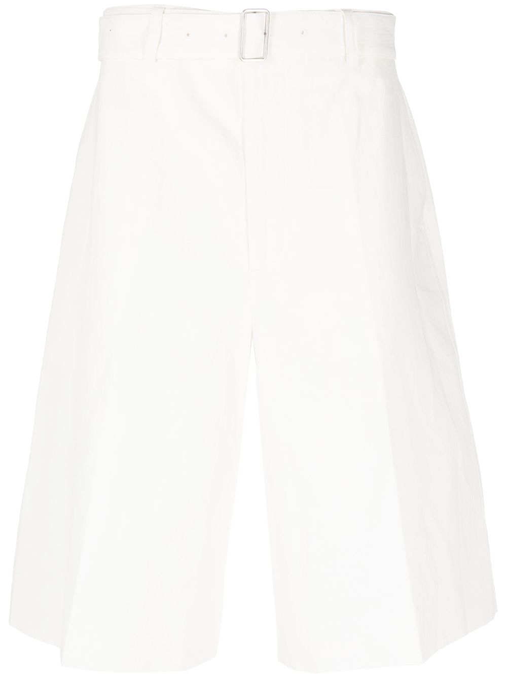 Flared linen bermuda shorts - Blue