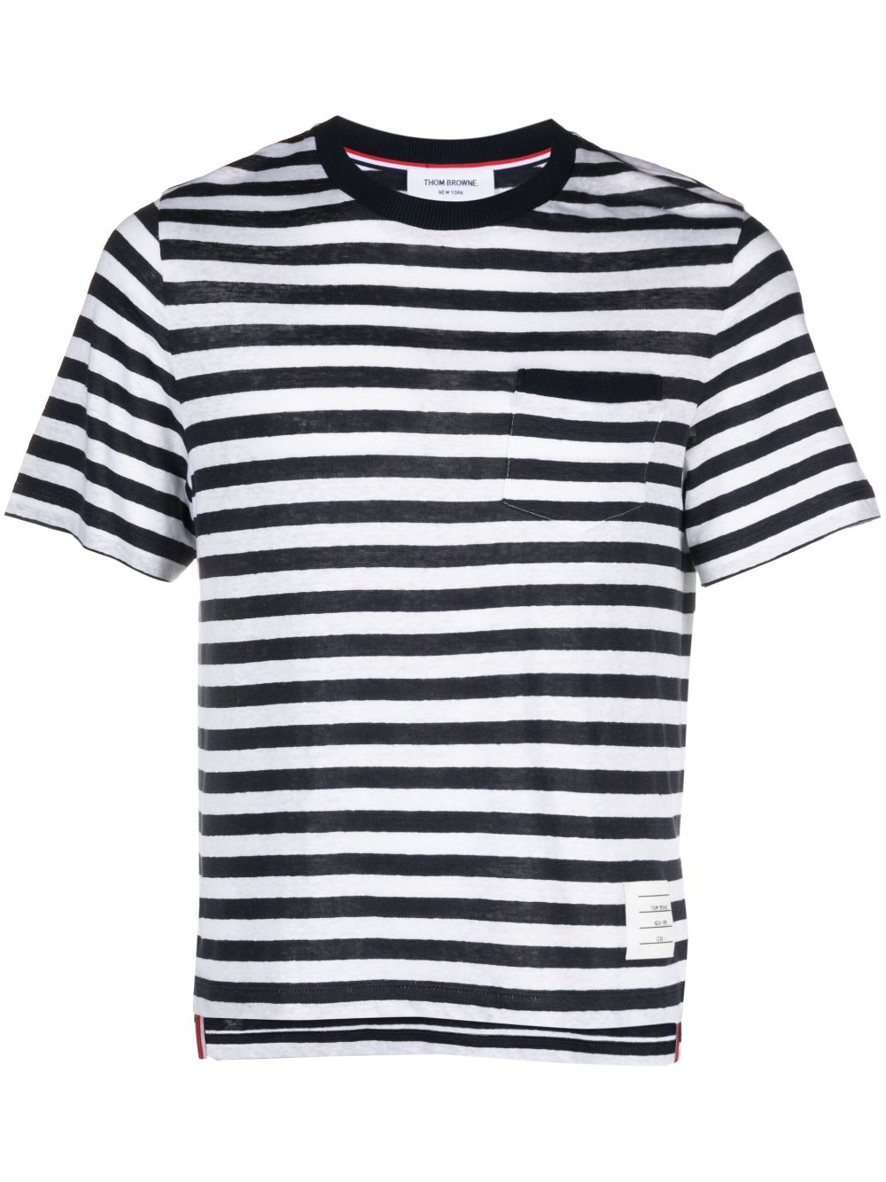 Horizontal-stripe short-sleeve T-shirt - Blue