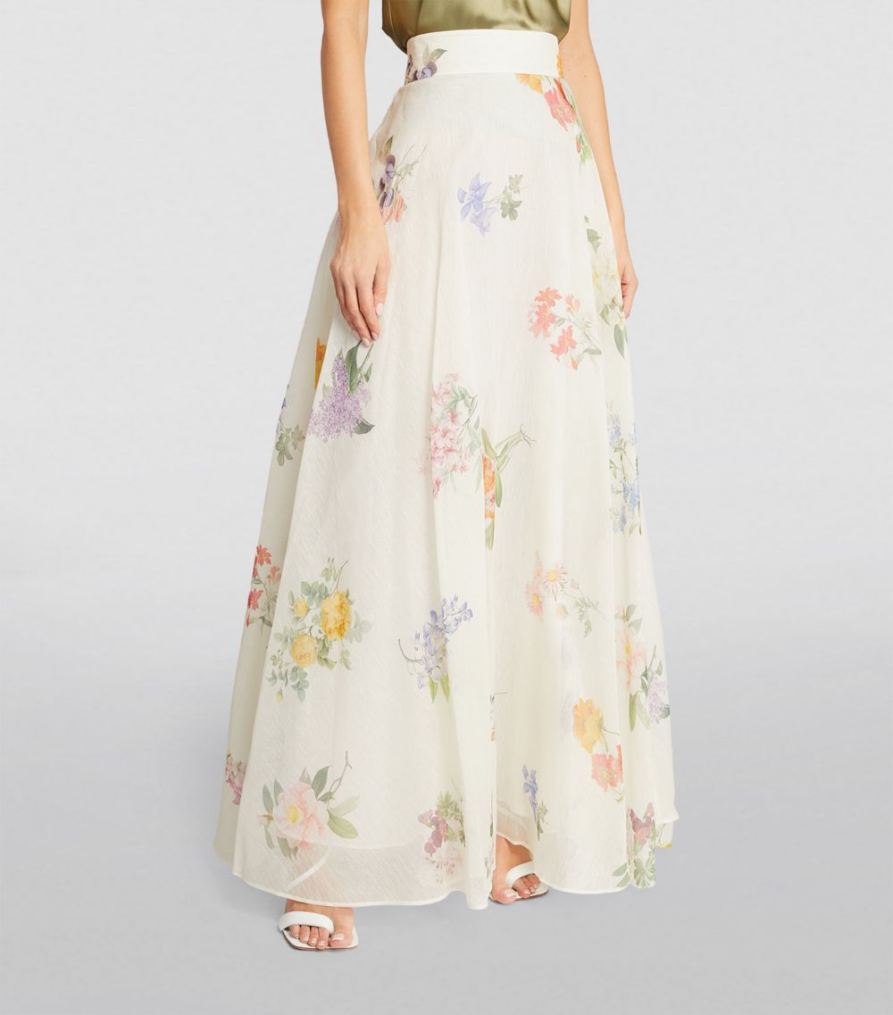 Linen-Silk Organza Natura Maxi Skirt