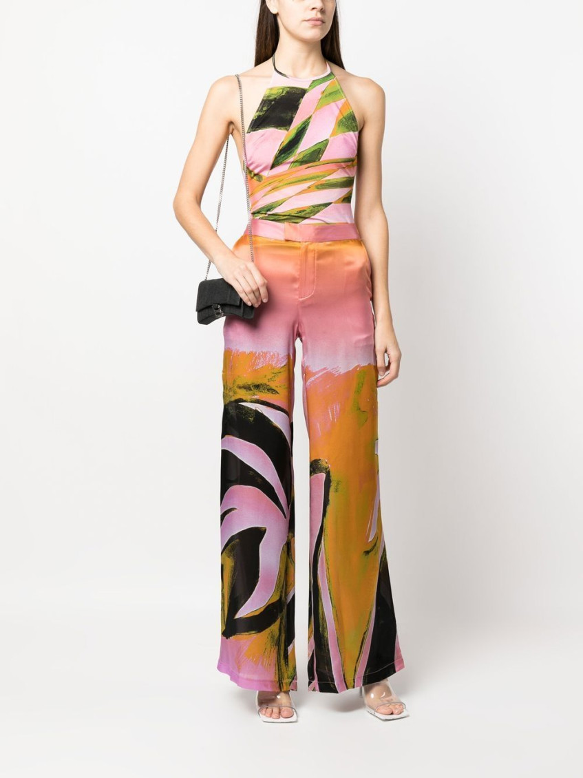 - Printed Wide Leg Trousers