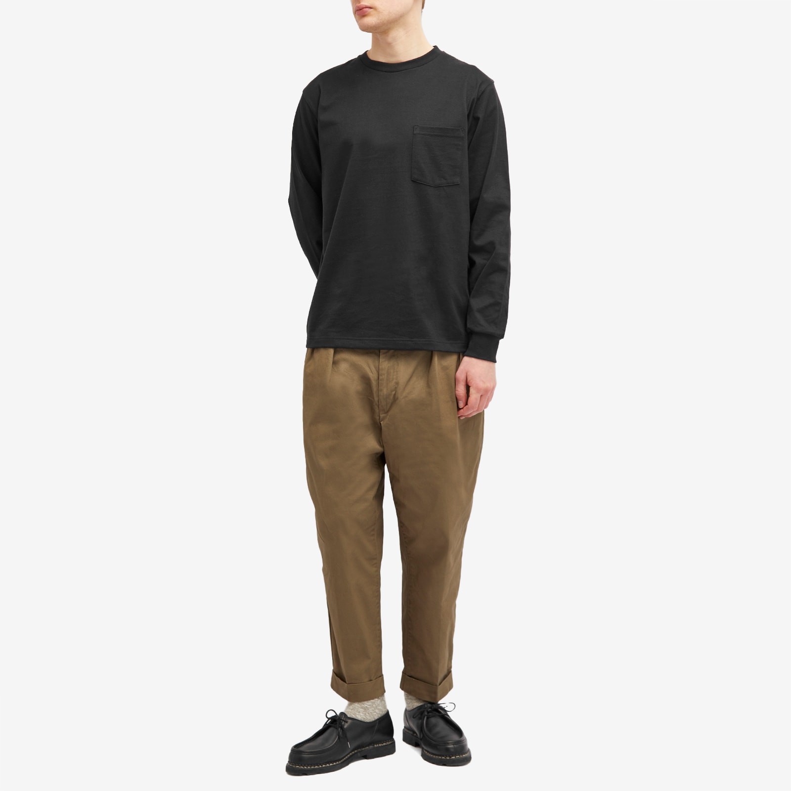 Men's Long Sleeve Pocket T-Shirt in Black, Size X-Large