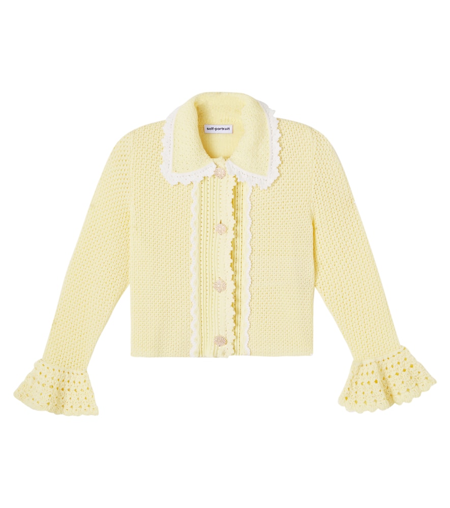 Crystal-embellished pointelle cardigan