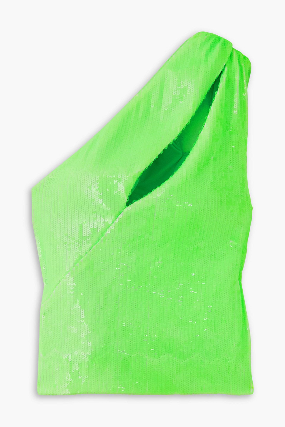 Anatasis cropped one-shoulder sequined recycled-mesh top