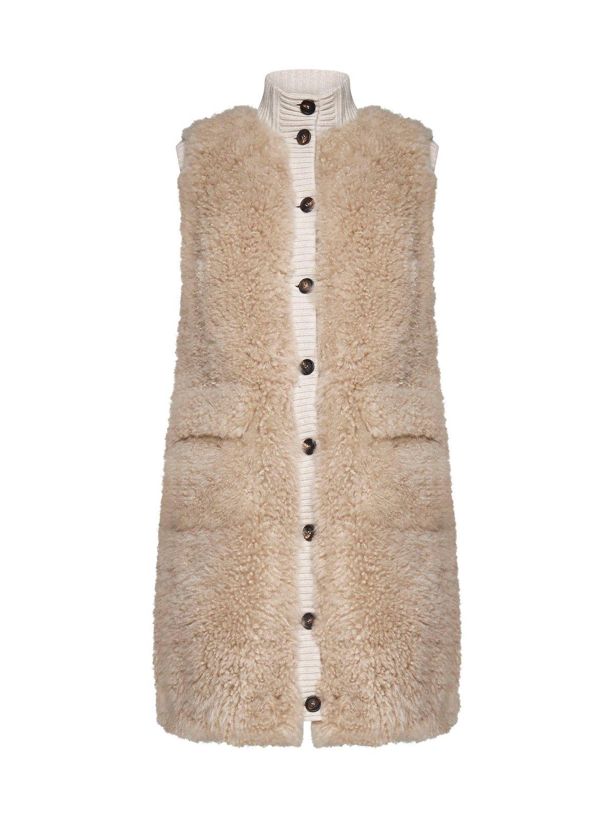 Textured sleeveless coat - Neutrals