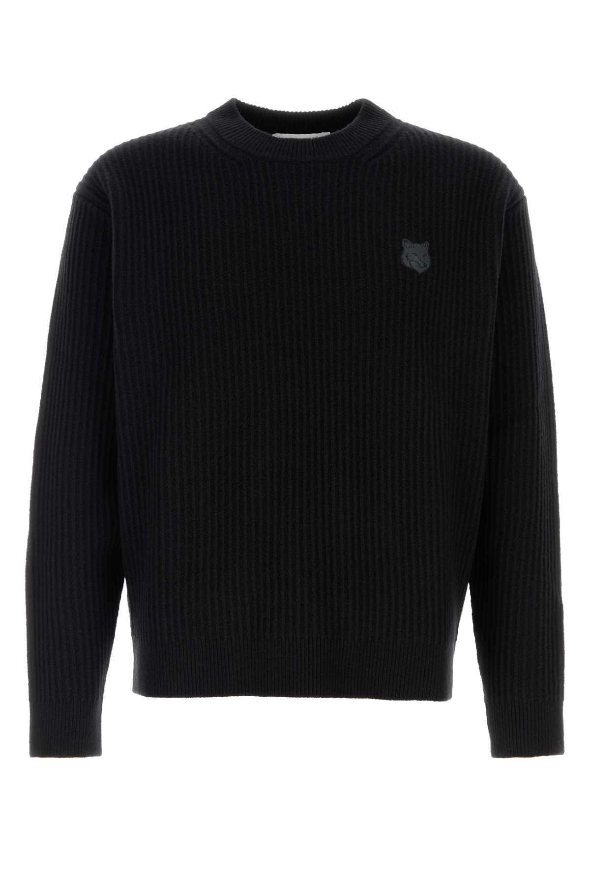 Fox Head Wool Ribbed Jumper