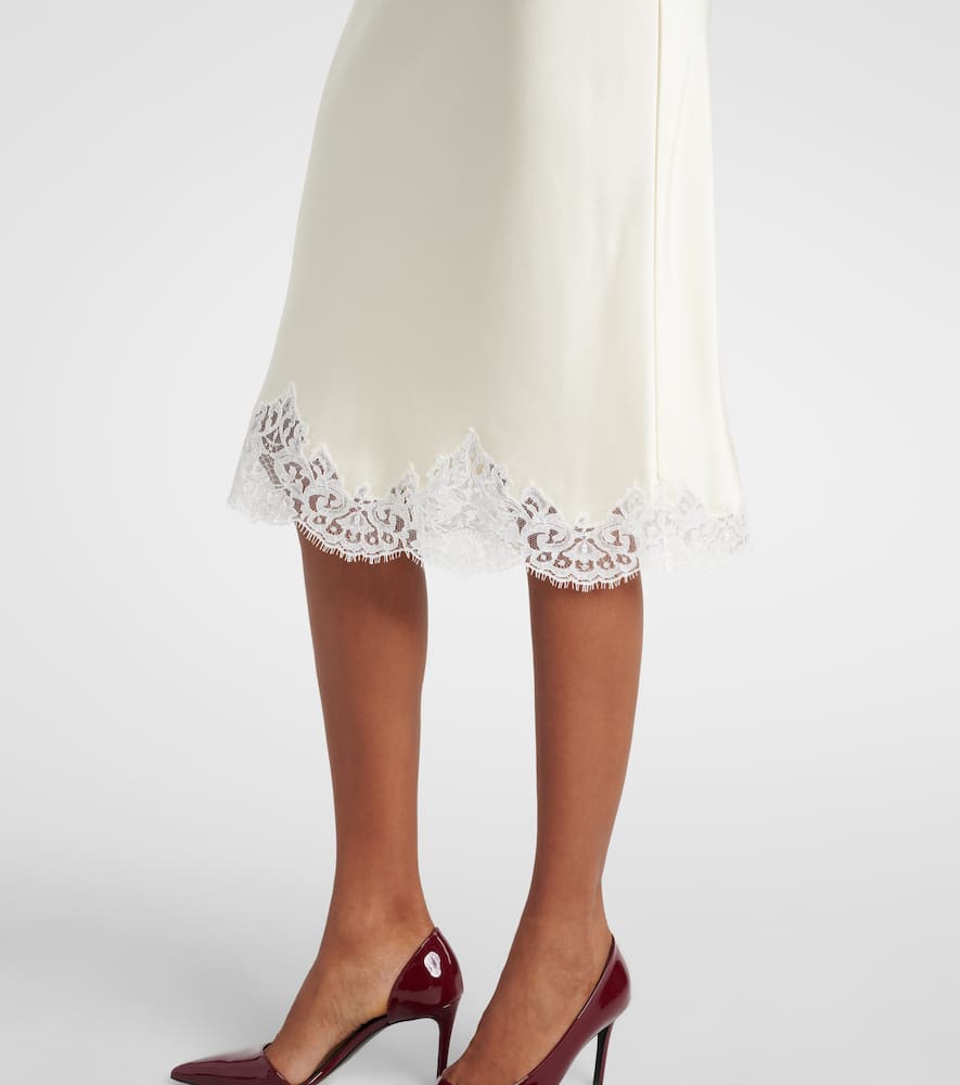 Lace-trimmed satin slip dress