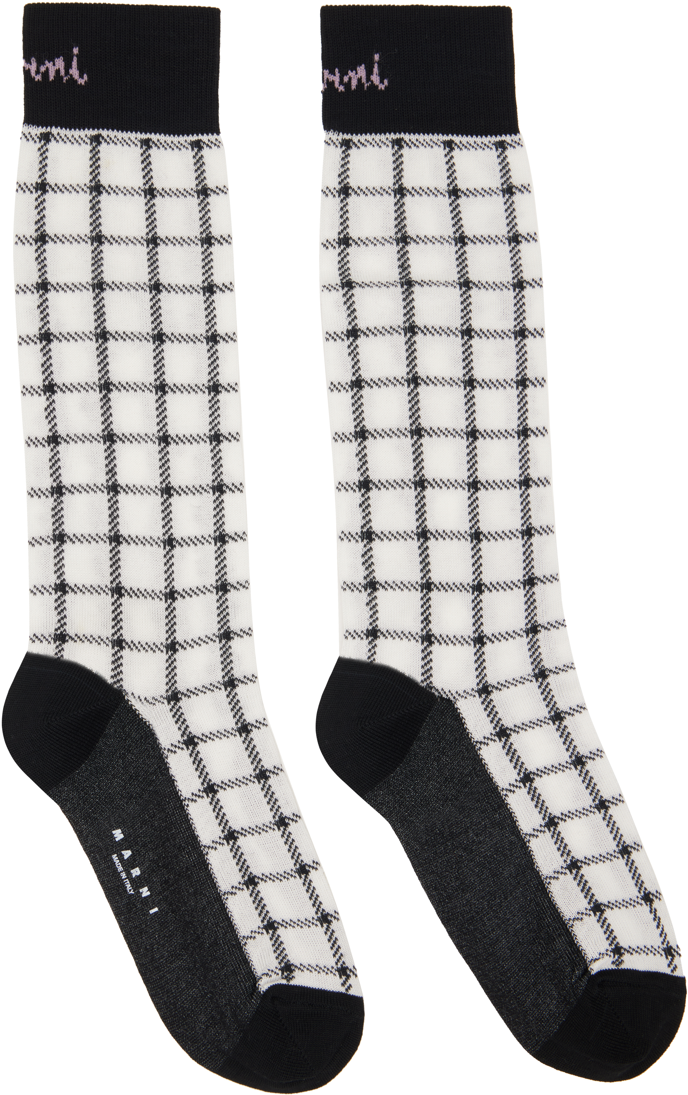Black & White Jacquard Check Socks