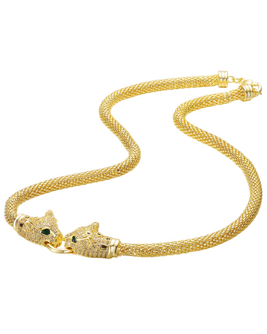 14K Plated Cz Panther Necklace