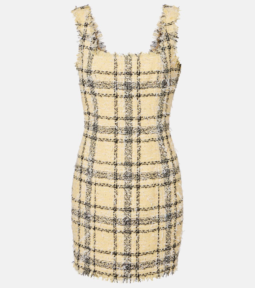 Checked sequined tweed minidress