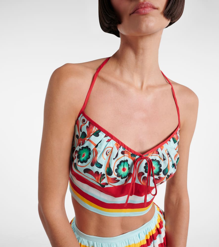 Dolce & Gabbana Printed halterneck cotton crop top