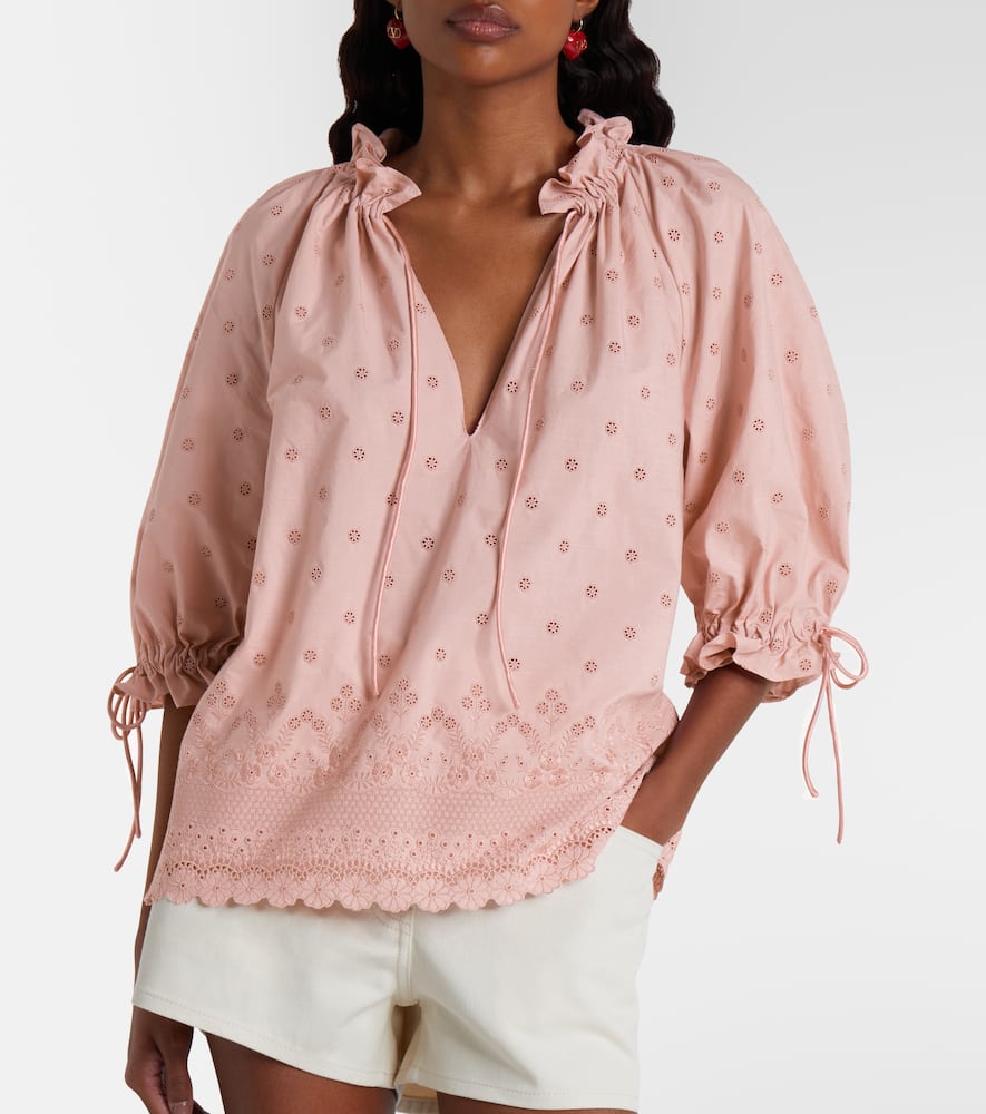 Broderie anglaise cotton blouse