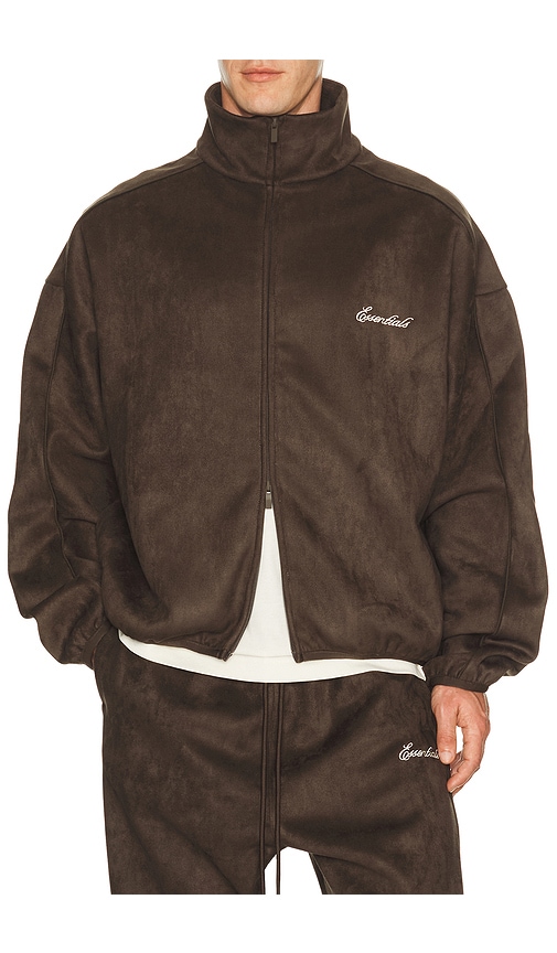 Fear of God ESSENTIALS Signature Modern Track Jacket in Brown - Brown. M also in L, S, XL/1X, XS, XXL/2X