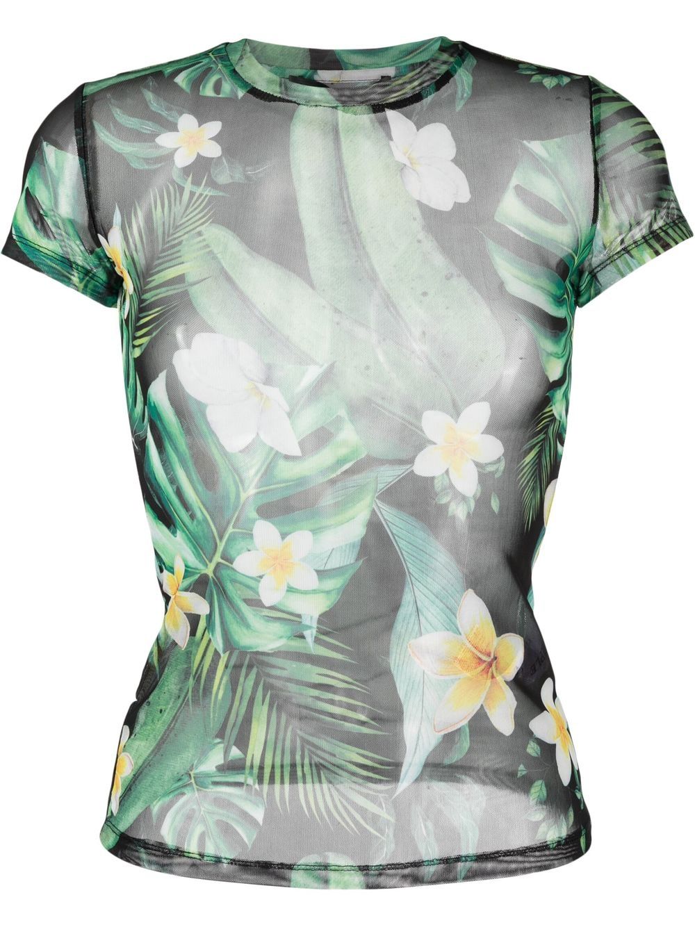 Sheer graphic-print T-shirt - Black