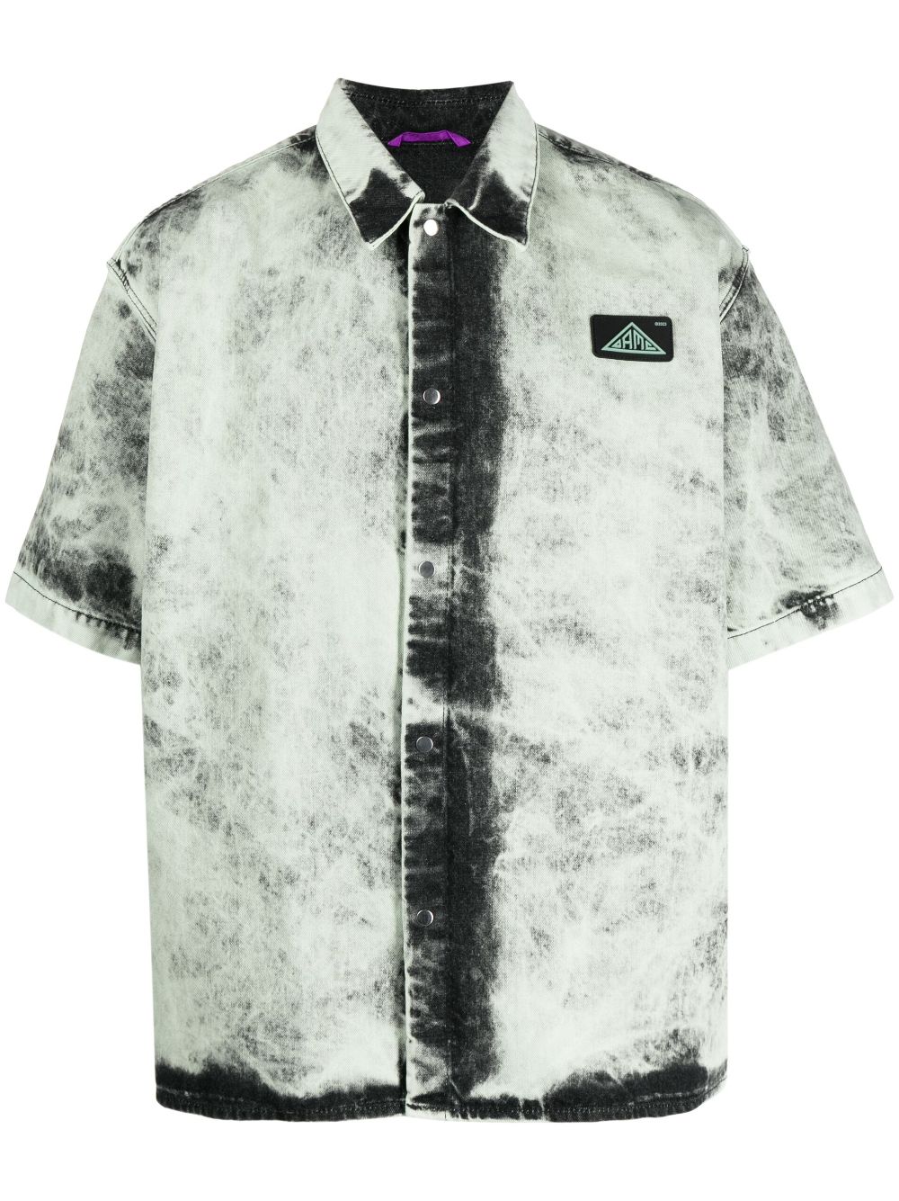 Bleach-effect short-sleeve shirt - Green
