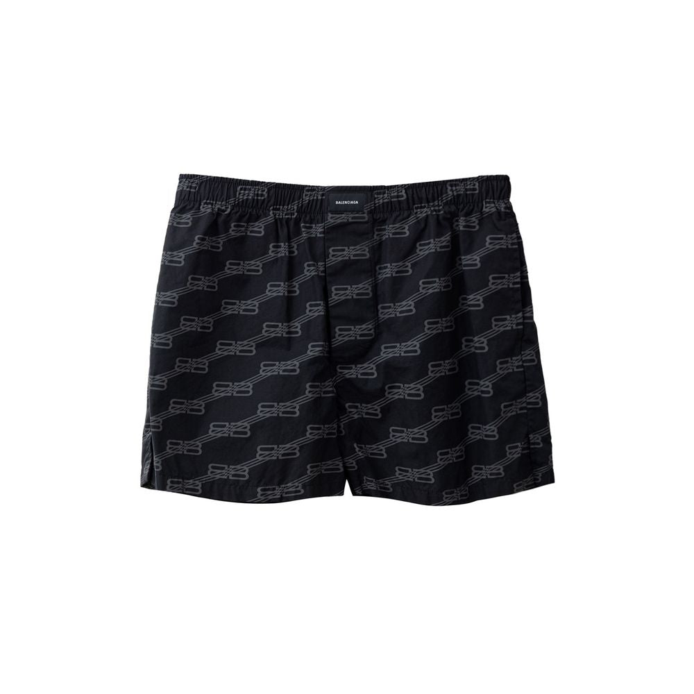 Allover Logo Cotton Bermuda Shorts — Black