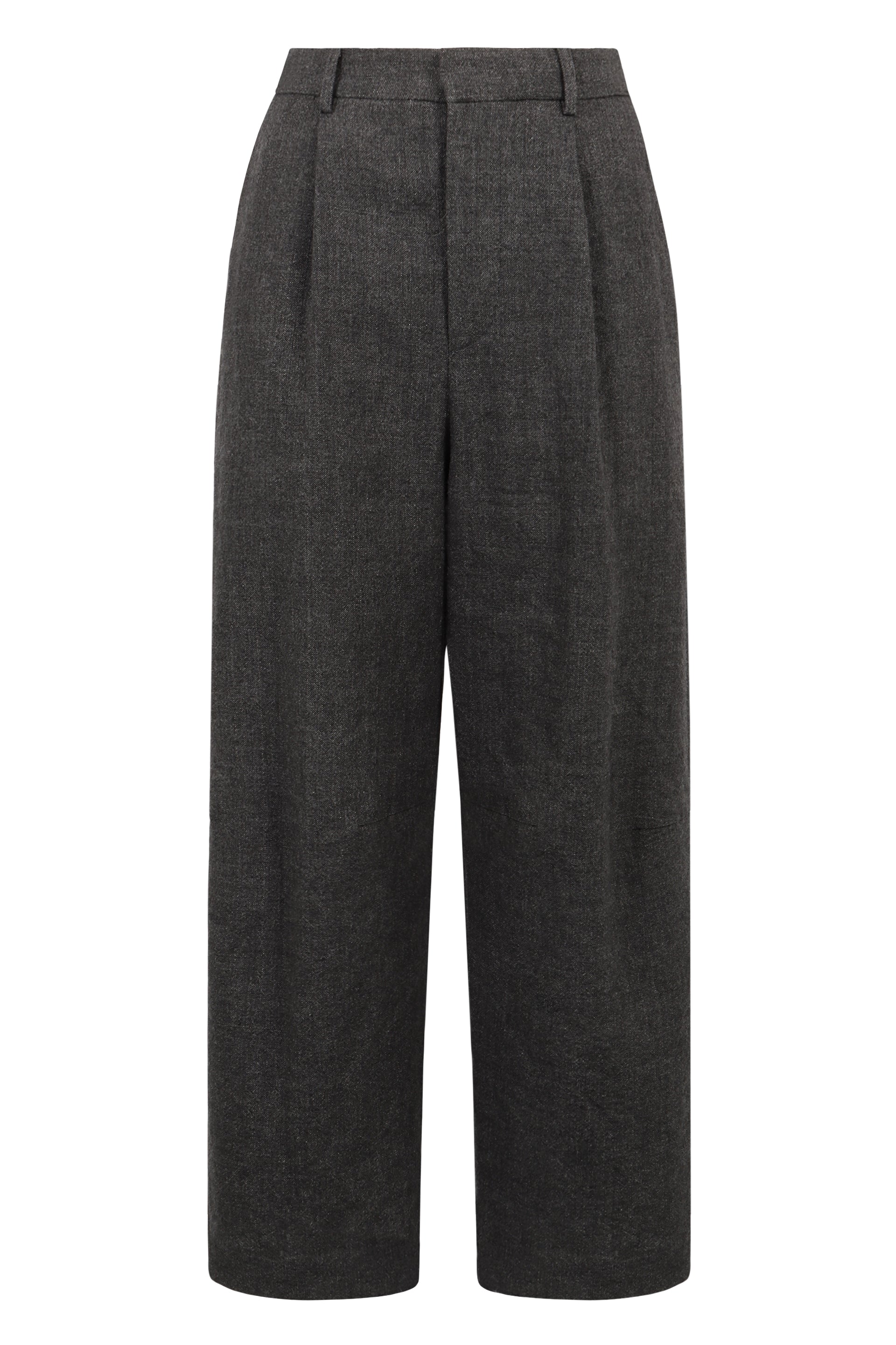 Wide-Pleat Wool-Blend Trousers with Back Welt Pockets