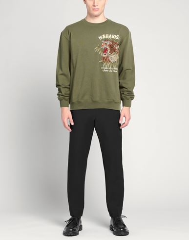 Man Sweatshirt Military green Size S Organic cotton
