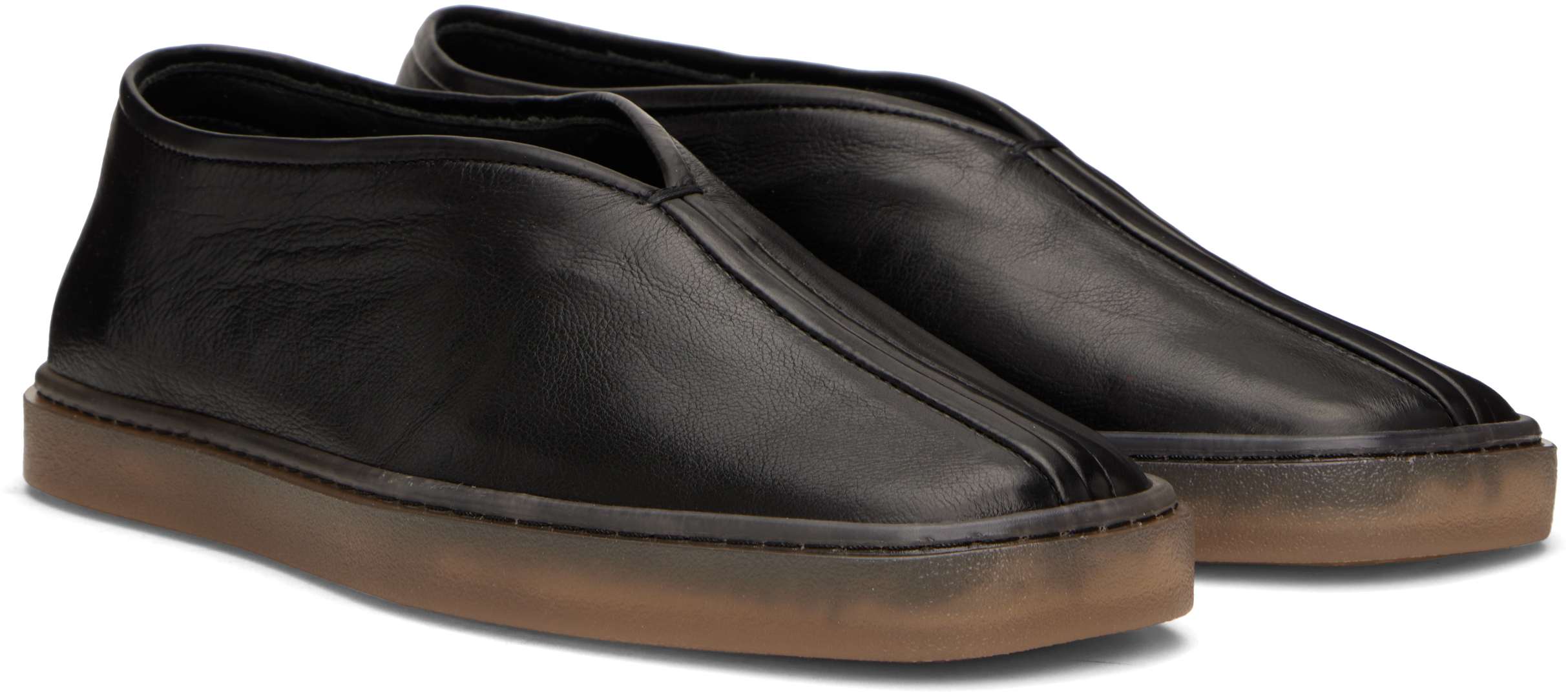 LEMAIRE Black Linoleum Piped Loafers