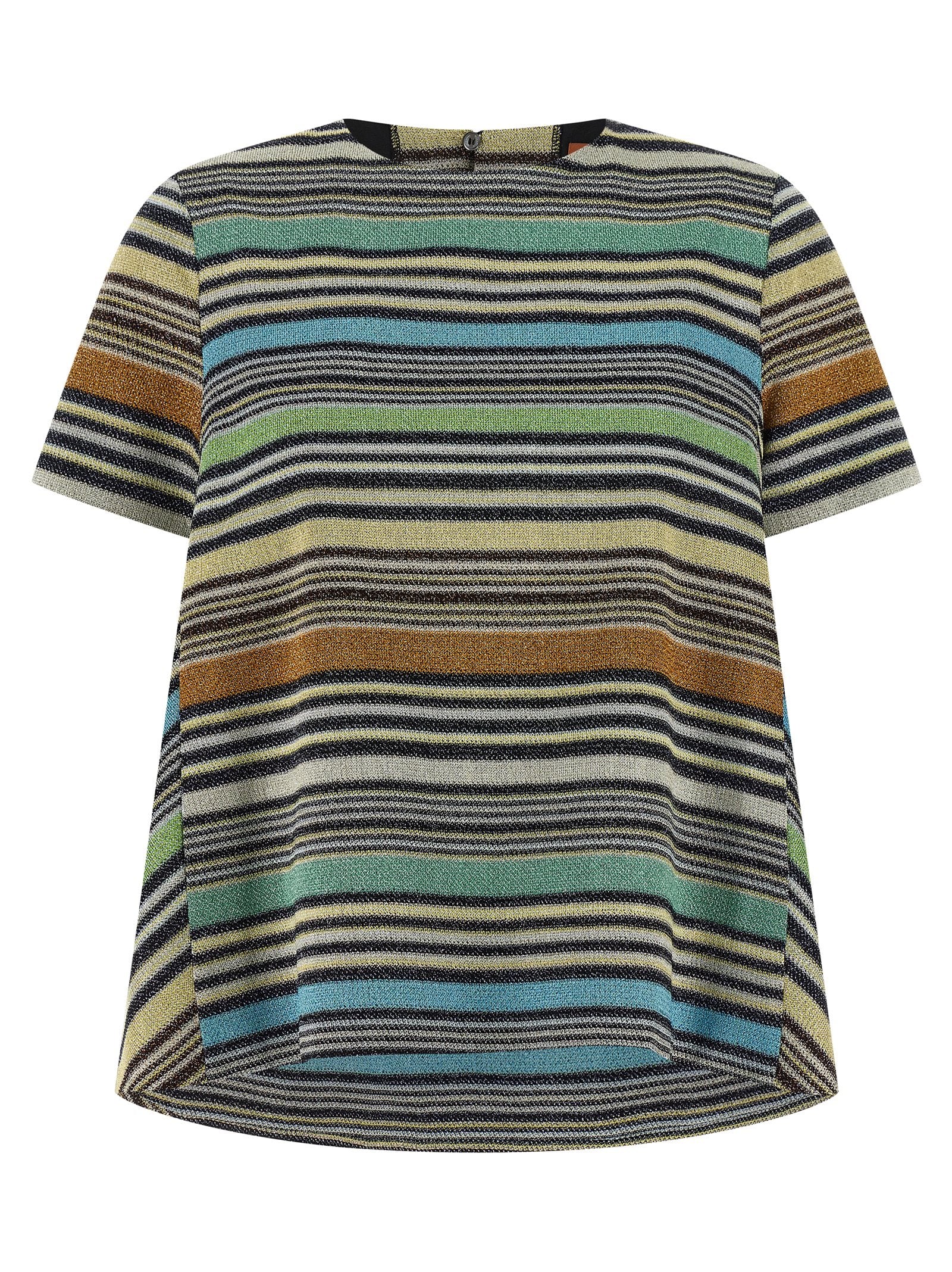 Striped Lamé Viscose T-Shirt — Multicolor