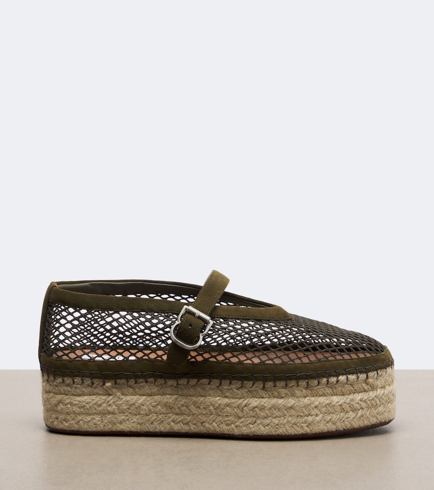 Alaïa Suede-trimmed fishnet espadrilles
