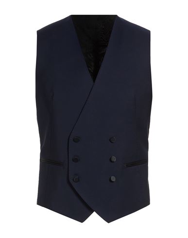 Man Tailored Vest Blue Size 36 Super 110s Wool, Elastane