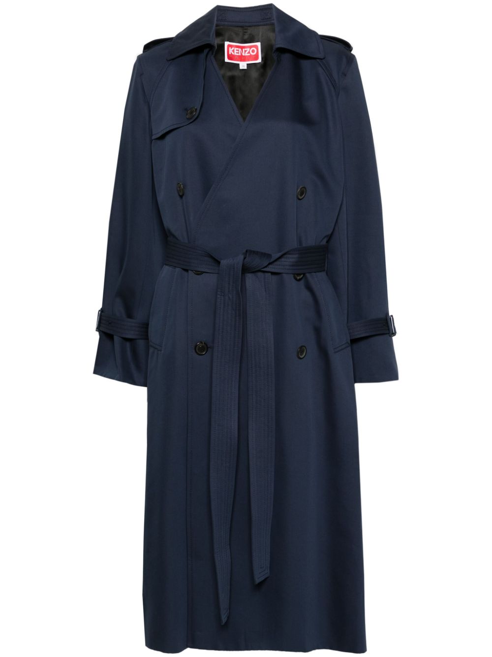 Double-breasted belted trench coat - Blue