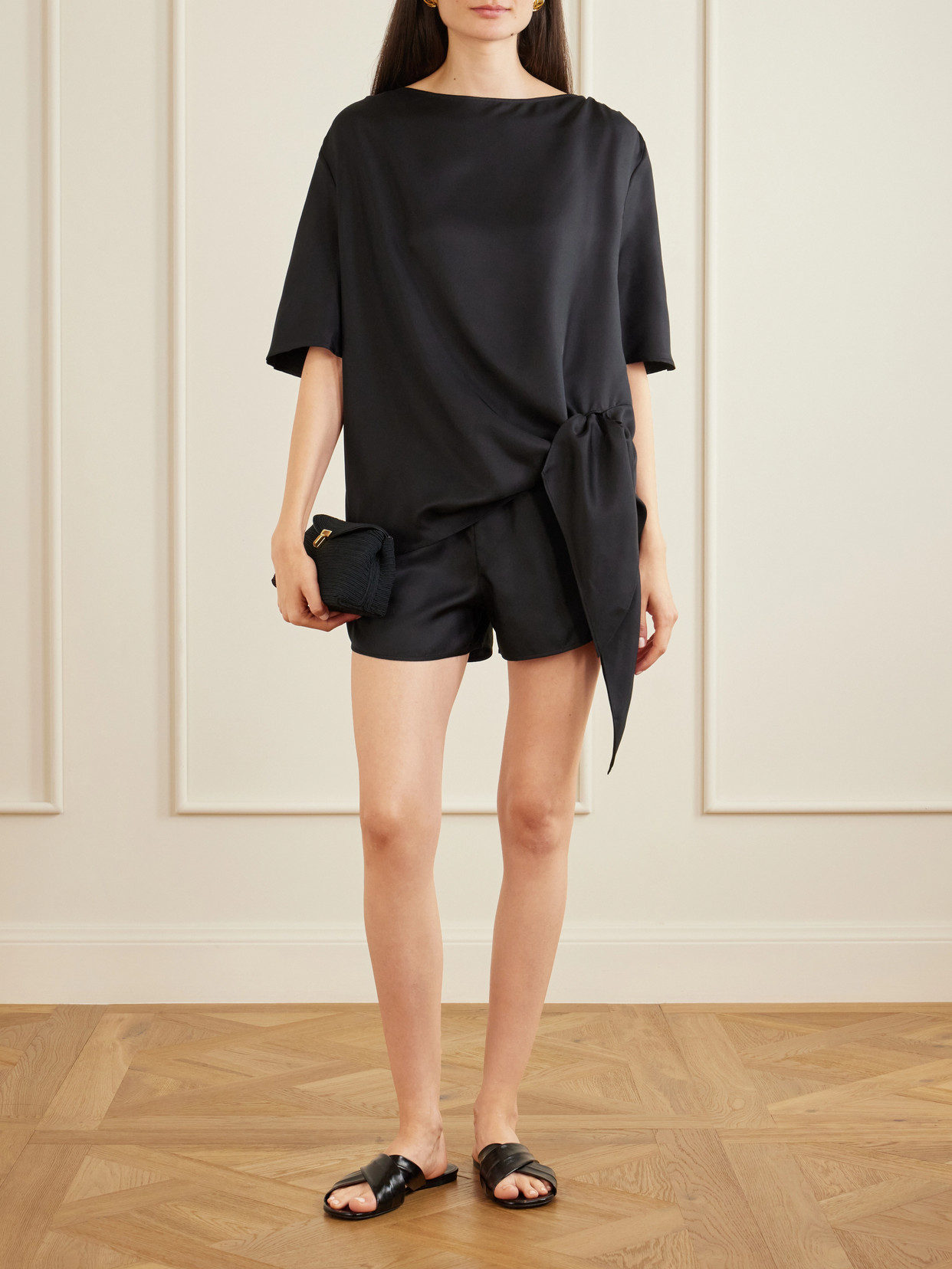 Mano Knotted Silk-twill Blouse - Black