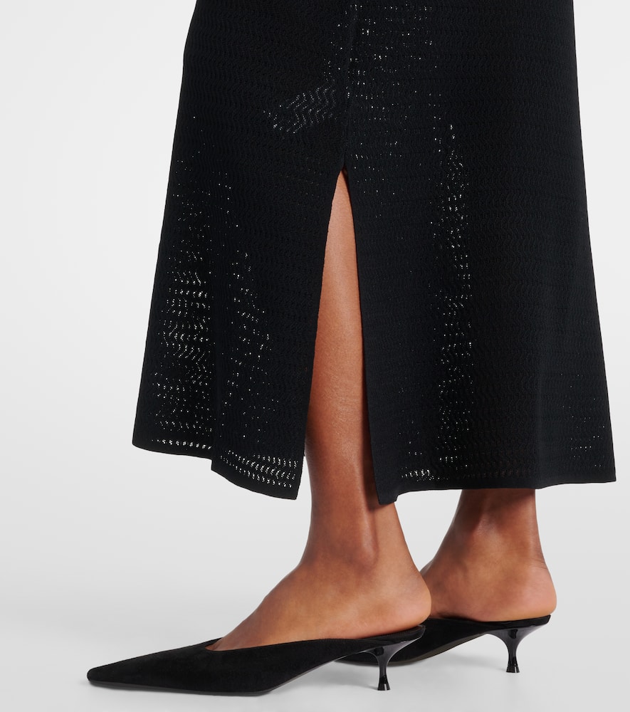 Pointelle midi skirt