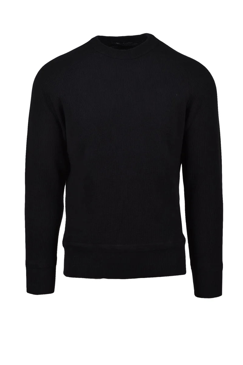 Ribbed Black Crew Neck Sweater