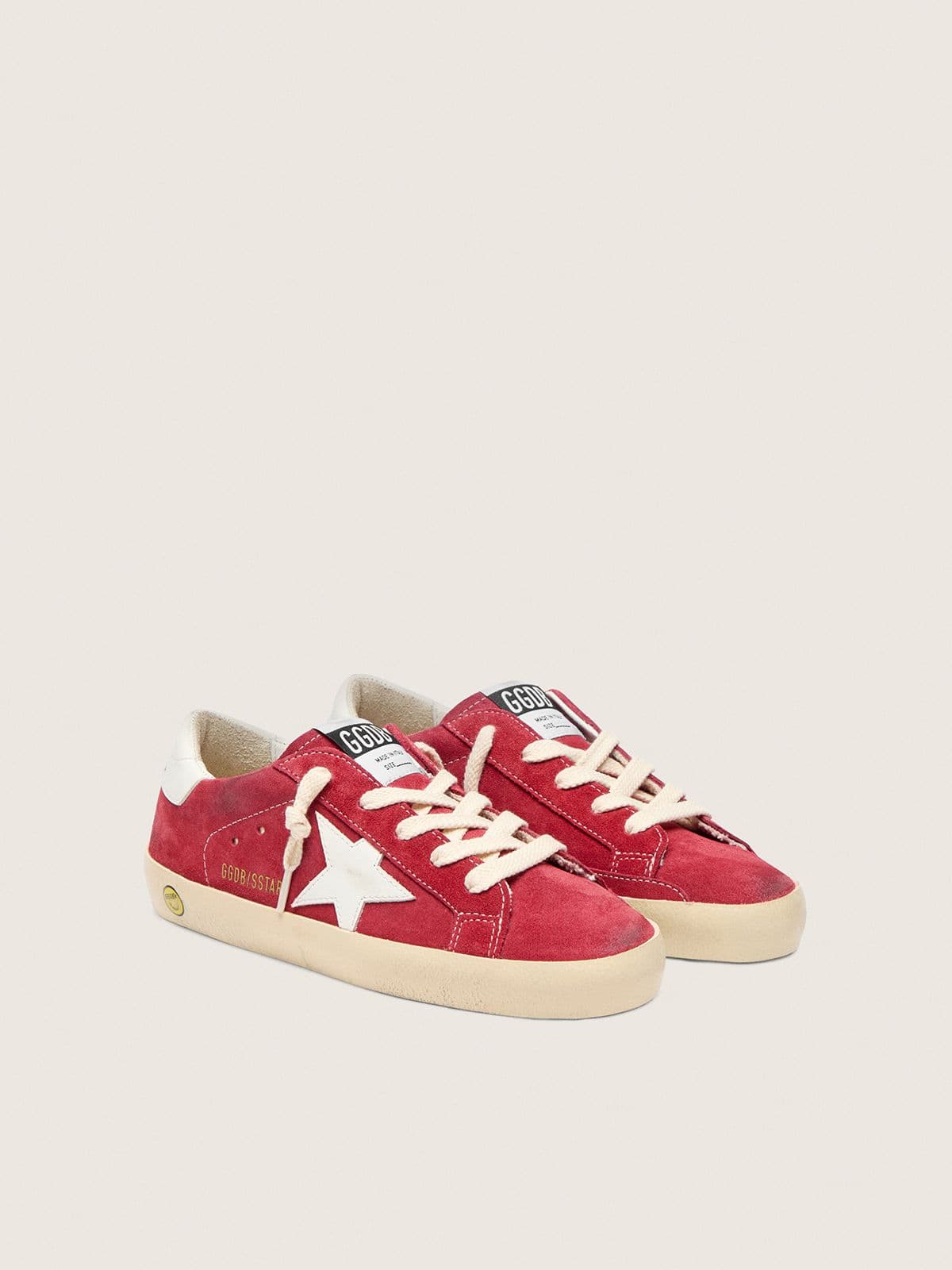 Golden Goose - Young Super-star In Red Suede With White Leather Star And Heel Tab