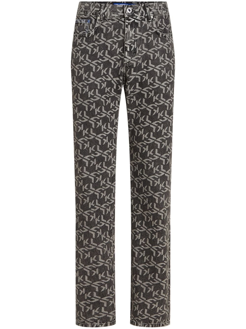 Monogram-pattern organic cotton jeans - Black