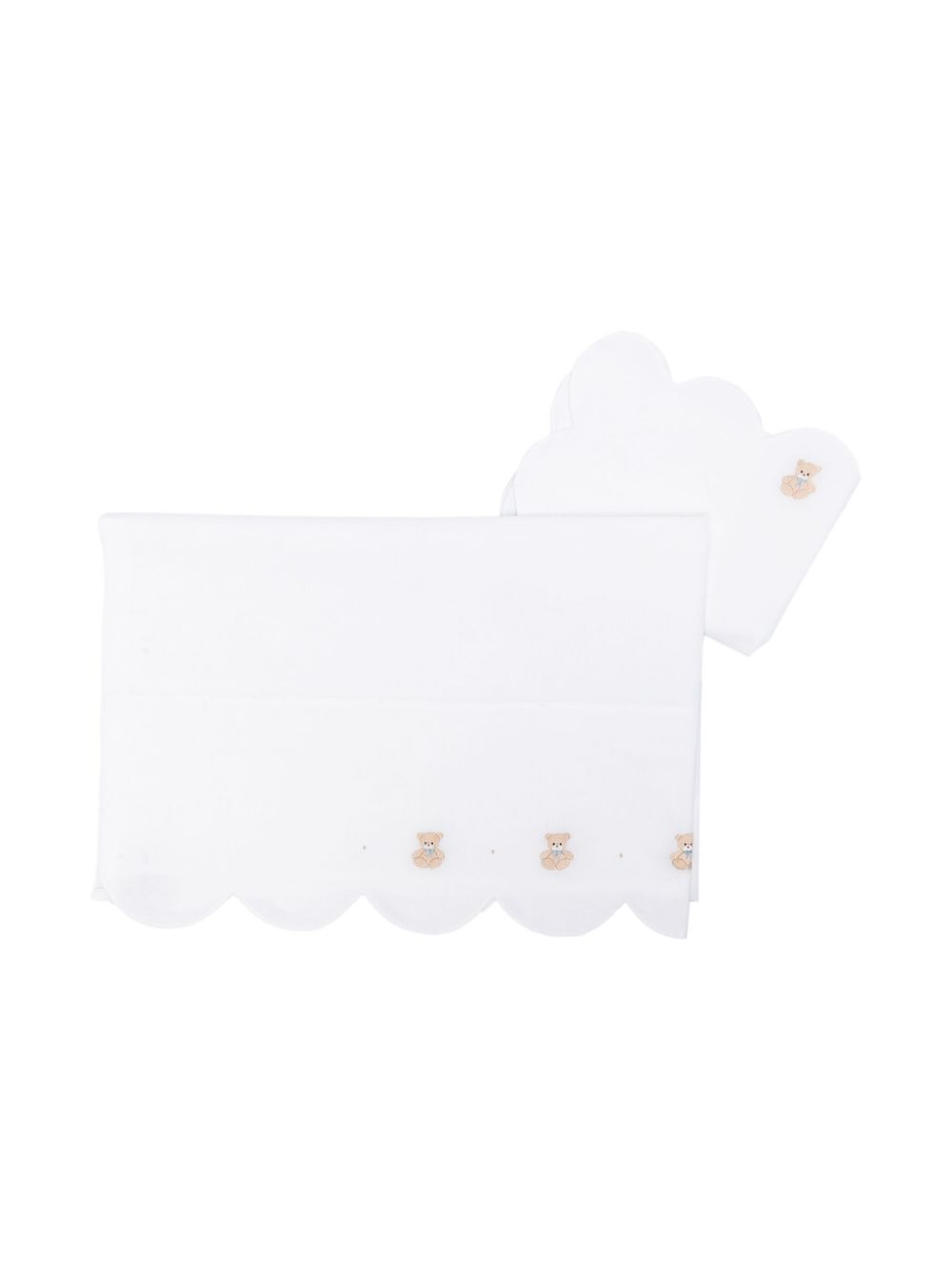 Teddy bear-embroidered sheet - White