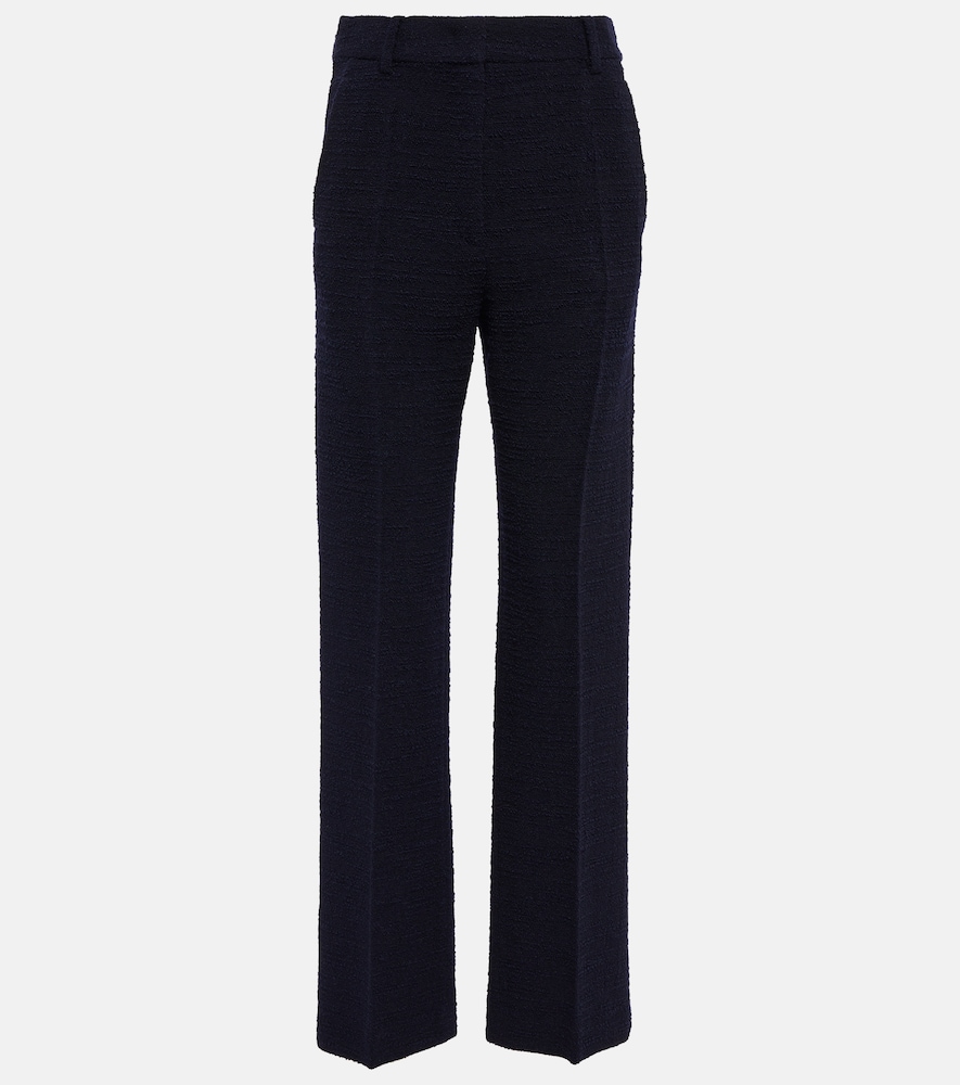 Wool-blend tweed straight pants