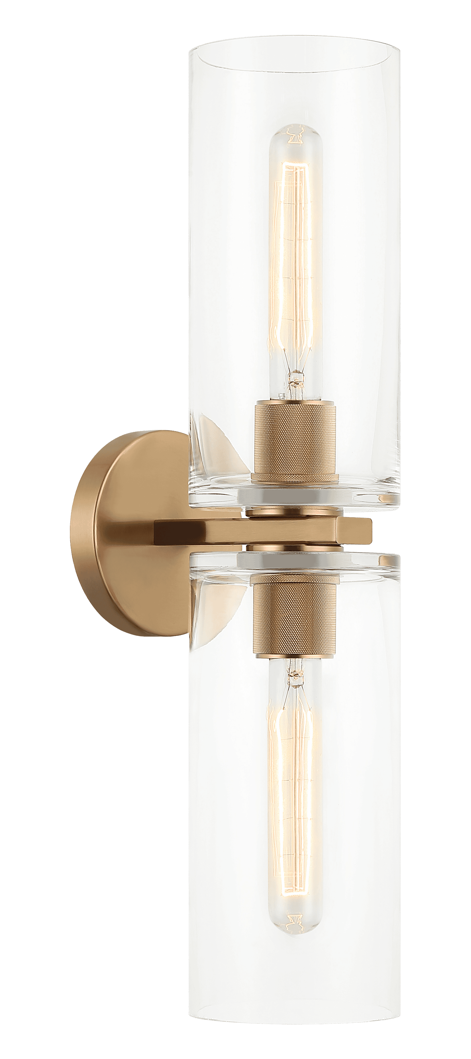 Aged Gold Brass Two Light Wall Sconce from the Lincoln Collection