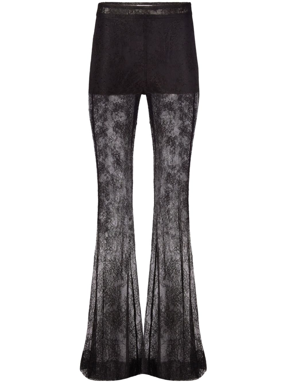 Chantilly lace flared trousers - Black