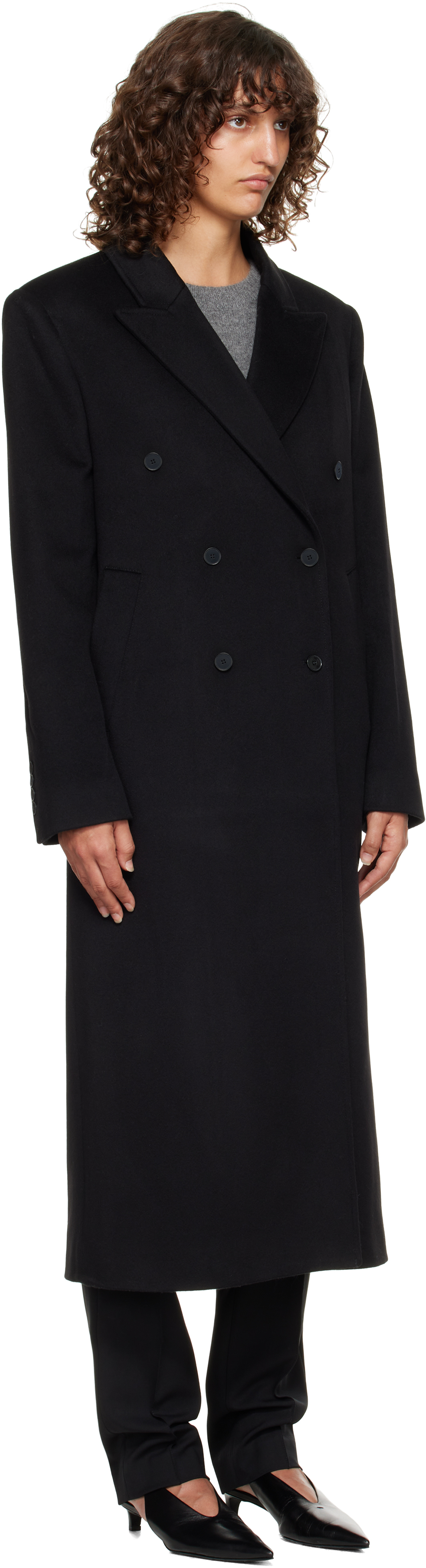 Black Rosco Double Breasted Long Coat