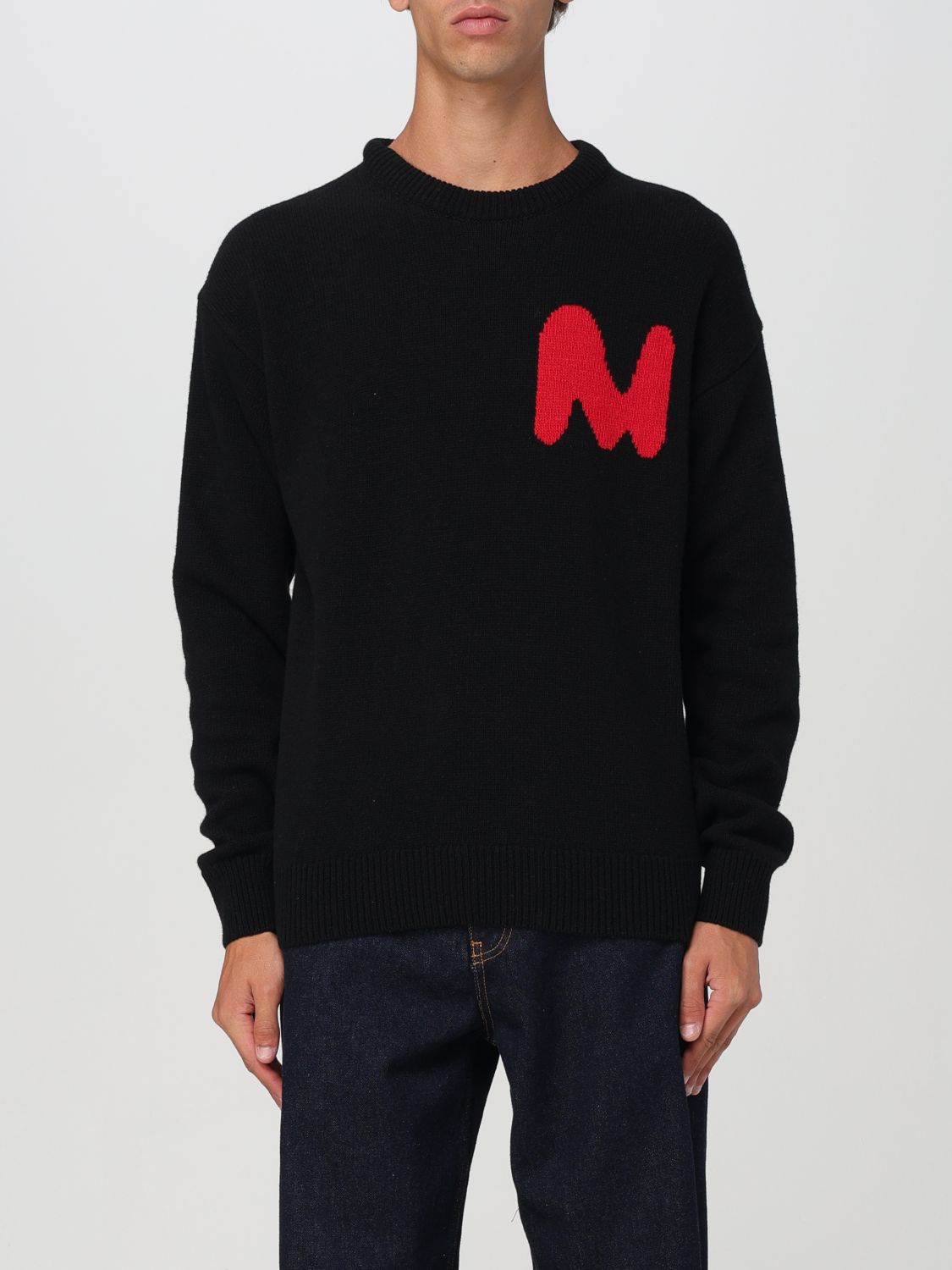 Embroidered-logo knitted jumper - Black