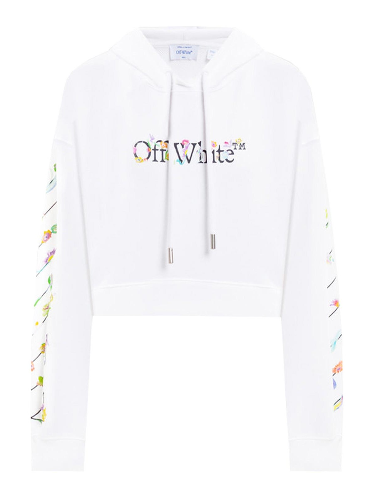 Off-White - cropped hooded top glowing flower print