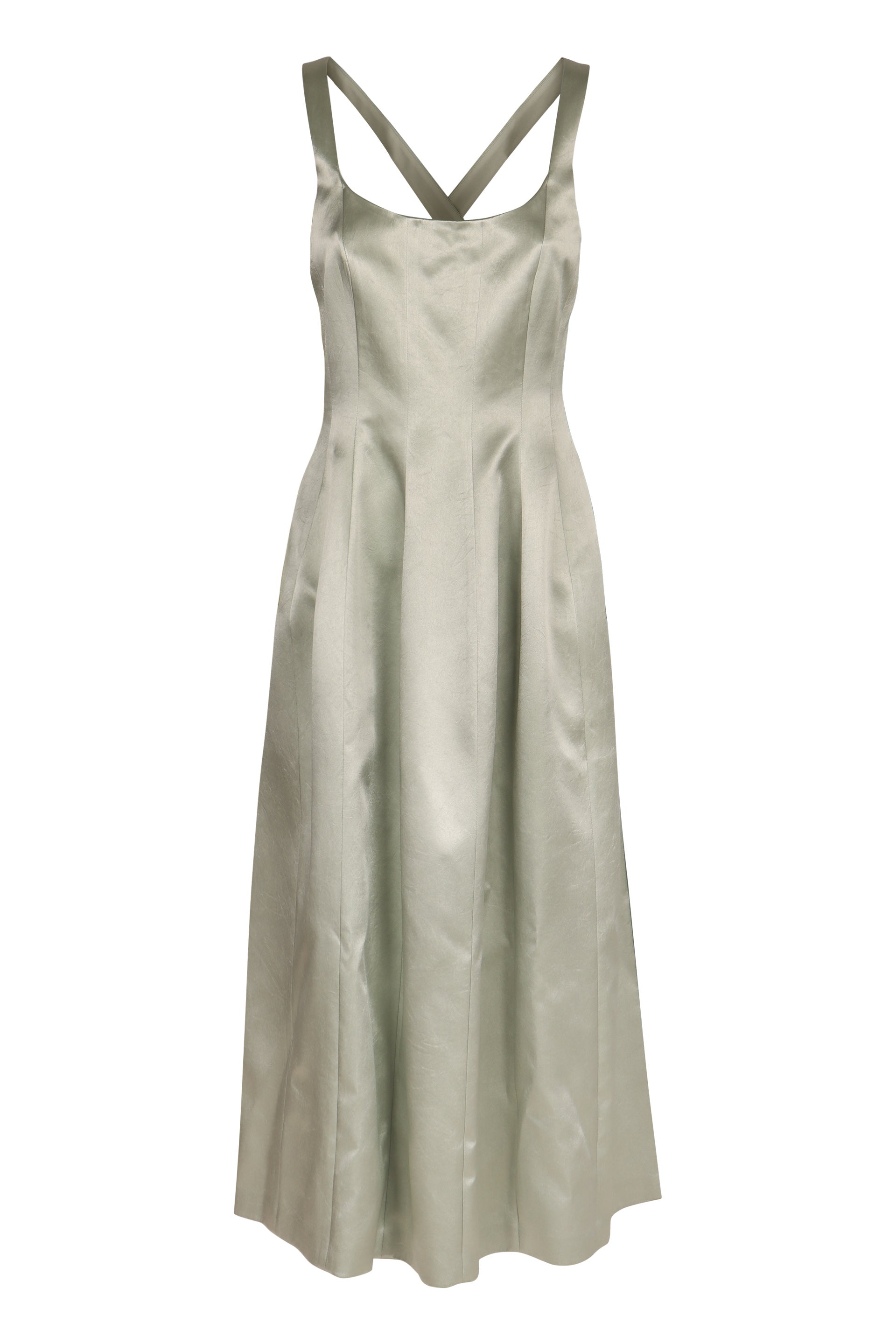 Cross-Back Mini Dress with Satin Finish